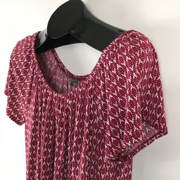 Vince Camuto Boho Print Off Shoulder Blouse Women's Plus Size 1X Stretch Summer - Picture 3 of 10